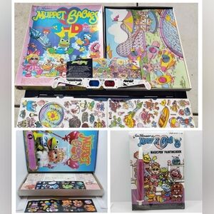 Vintage 80s Muppet Babies Colorform Play Sets with Glasses and magic pen book